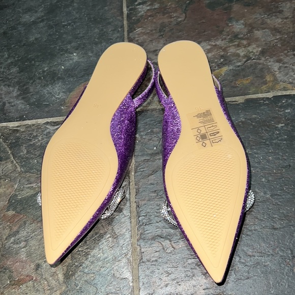 BARBIE Women’s sparkling bow pink glitter flats US 6 - Picture 3 of 5